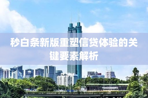 秒白条新版重塑信贷体验的关键要素解析