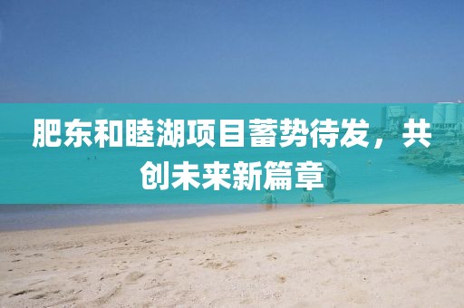 肥东和睦湖项目蓄势待发，共创未来新篇章