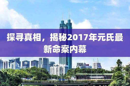 探寻真相，揭秘2017年元氏最新命案内幕