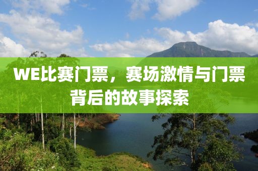 WE比赛门票，赛场激情与门票背后的故事探索