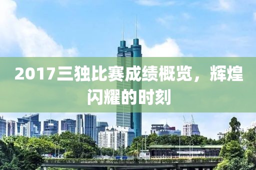 2017三独比赛成绩概览，辉煌闪耀的时刻