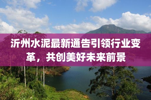沂州水泥最新通告引领行业变革，共创美好未来前景