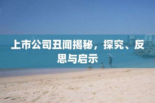 上市公司丑闻揭秘，探究、反思与启示