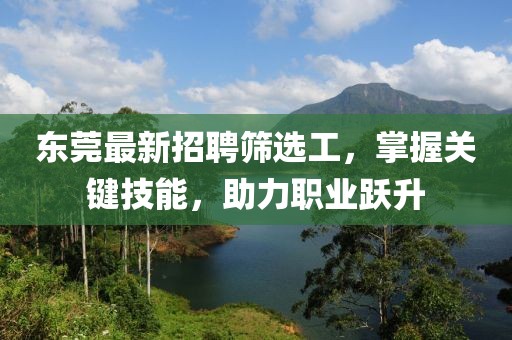 东莞最新招聘筛选工，掌握关键技能，助力职业跃升