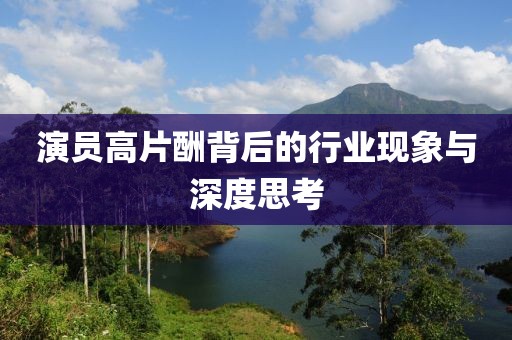 演员高片酬背后的行业现象与深度思考