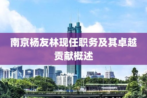 南京杨友林现任职务及其卓越贡献概述