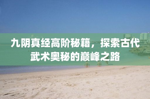 九阴真经高阶秘籍，探索古代武术奥秘的巅峰之路